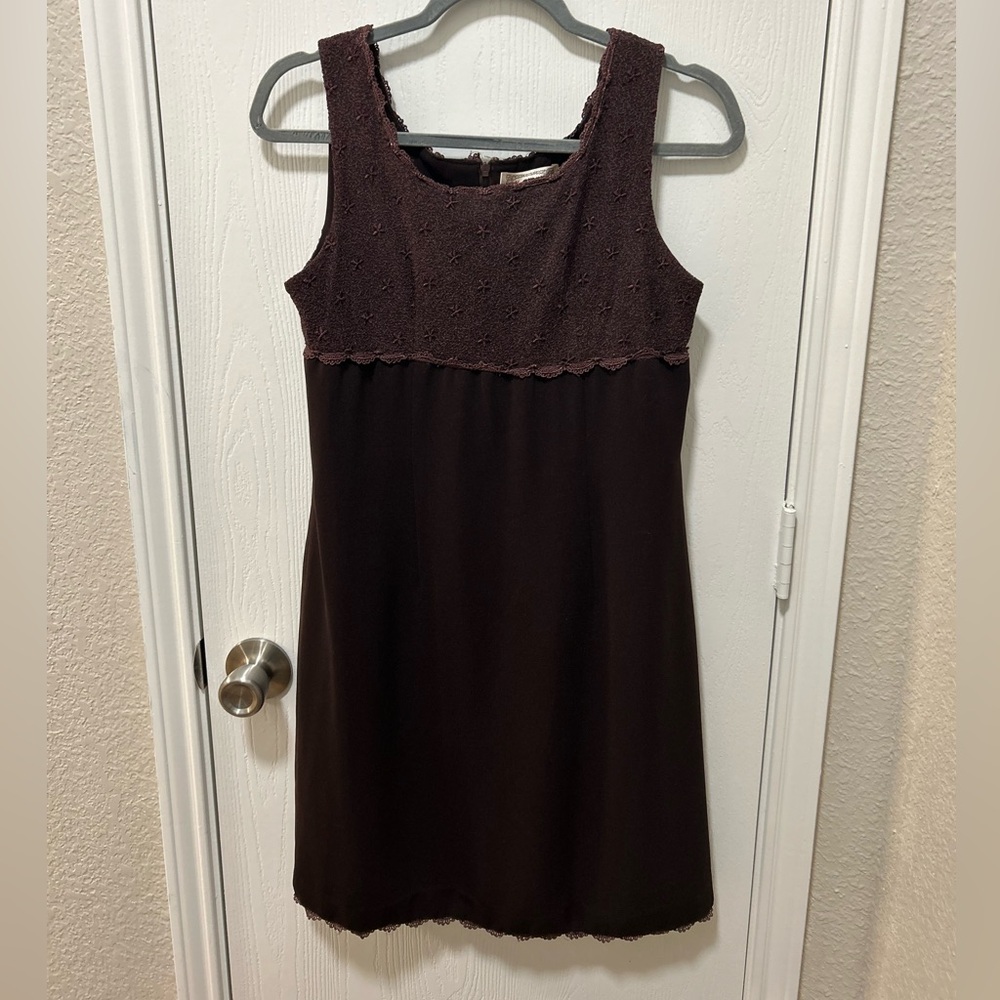 Key wear vintage sleeveless mini dress chocolate brown size small boho western